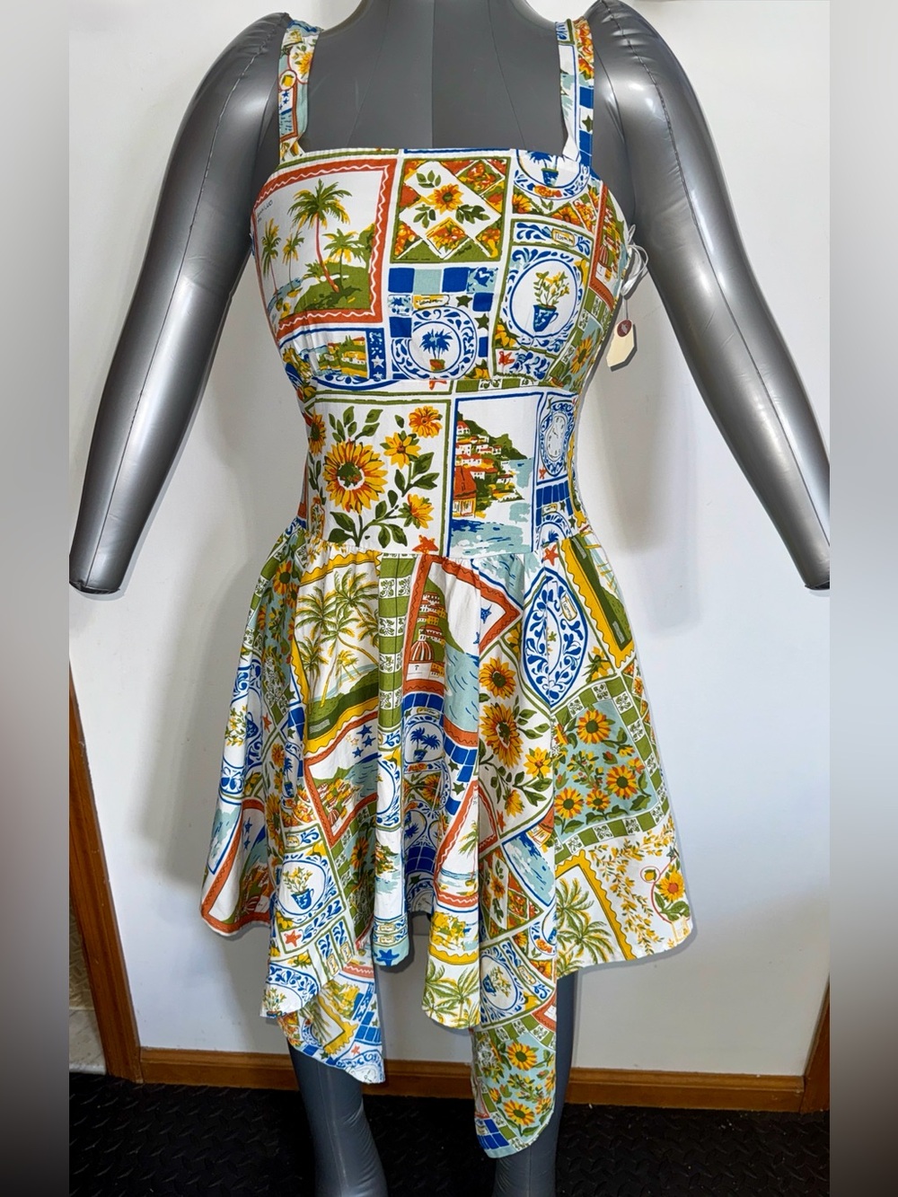 Tile-Panel Sunflower Fit & Flare Dress
